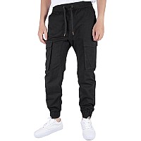 Italymorn Mens Black Work Cargo Joggers With Deep Pockets Casual Pants 2Xl Black