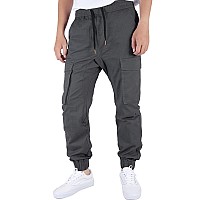 Italymorn Jogger Cargo Charcoal Pants For Men Elastic Waist 2Xl Dark Grey