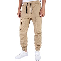 Italymorn Khaki Jogger Pants For Men With Cargo Pockets2Xl Khaki