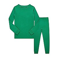 Kikizye Kids Christmas Pajamas Big Boys Girls Solid Colors Long Sleeve Cotton Pjs Children Green Pj Size 12