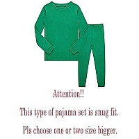 Kikizye Kids Christmas Pajamas Big Boys Girls Solid Colors Long Sleeve Cotton Pjs Children Green Pj Size 12