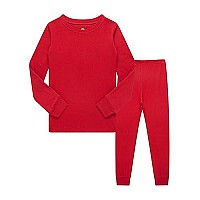 Kikizye Kids Christmas Pajamas Big Boys Girls Solid Colors Long Sleeve Cotton Pjs Children Red Pj Size 10