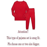 Kikizye Kids Christmas Pajamas Big Boys Girls Solid Colors Long Sleeve Cotton Pjs Children Red Pj Size 10