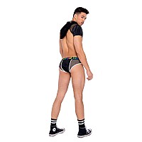 Roma Pride Collection Mens Briefs With Sheer Fishnet Panel And Rainbow Logo Blackmulti Large