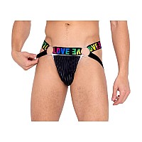 6159 Mens Pride Jock Strap With Love Elastic Logo Medium Blackmulti