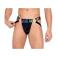 6159 Mens Pride Jock Strap With Love Elastic Logo Medium Blackmulti