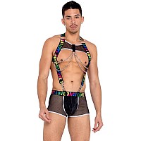 6156 Mens Pride Harness With Suspenders Large Blackmulti