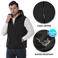 33 000Ft Mens Lightweight Softshell Vest Hooded Outerwear Zip Up Fleece Lined Windproof Sleeveless Jacket For Golf Running