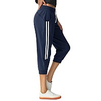 Specialmagic Capri Sweatpants For Women Casual Capri Pants Capri Joggers Sports Pants Cropped Joggers With Pockets Blacknavy M