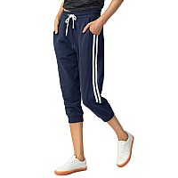 Specialmagic Capri Sweatpants For Women Casual Capri Pants Capri Joggers Sports Pants Cropped Joggers With Pockets Blacknavy M