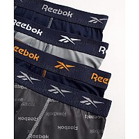 Reebok Mens Active Underwear Sport Soft Performance Boxer Briefs 4 Pack Size Small Navygreyprint