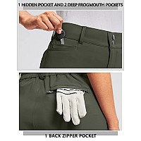 Viodia Womens Golf Pants With Zipper Pockets 78 Stretch Ankle Pants For Women Travel Casual Work Olive