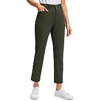 Viodia Womens Golf Pants With Zipper Pockets 78 Stretch Ankle Pants For Women Travel Casual Work Olive