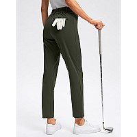 Viodia Womens Golf Pants With Zipper Pockets 78 Stretch Ankle Pants For Women Travel Casual Work Olive