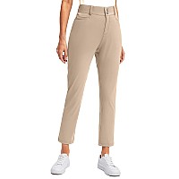 Viodia Womens Golf Pants With Zipper Pockets 78 Stretch Ankle Pants For Women Travel Casual Work Light Khaki