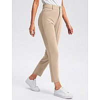 Viodia Womens Golf Pants With Zipper Pockets 78 Stretch Ankle Pants For Women Travel Casual Work Light Khaki