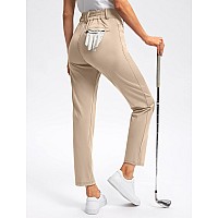 Viodia Womens Golf Pants With Zipper Pockets 78 Stretch Ankle Pants For Women Travel Casual Work Light Khaki