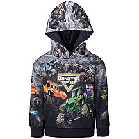 Monster Jam Zombie Grave Digger Megalodon Little Boys Fleece Pullover Hoodie Colortag1 6 Black