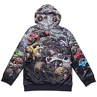 Monster Jam Zombie Grave Digger Megalodon Little Boys Fleece Pullover Hoodie Colortag1 6 Black