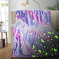 Unicorn Glow In The Dark Blanket Unicorn Blanket For Girlskids Kids Blankets For Girls Unicorns Gifts For Girls Age 3 12 To