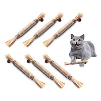 Potaroma 6 Pcs Natural Silvervine Sticks Cat Toys Catmint Silvervine Blend Sticks Kittens Chew Toys For Teeth Cleaning Matata