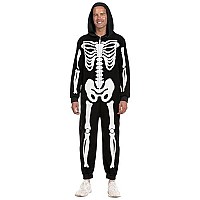 Spooktacular Creations Unisex Skeleton Family Matching Pajama Jumpsuit For Men Halloween Dressup Party Role Playing Themed Parti