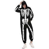 Spooktacular Creations Unisex Skeleton Family Matching Pajama Jumpsuit For Men Halloween Dressup Party Role Playing Themed Parti