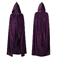 Unisex Hooded Robe Cloak Adults Velvet Lightweight Overcoat Cloak For Halloween Cosplay Costumes Purple Xxlarge