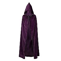 Unisex Hooded Robe Cloak Adults Velvet Lightweight Overcoat Cloak For Halloween Cosplay Costumes Purple Xxlarge