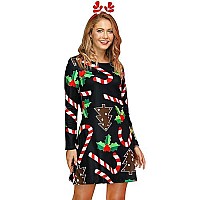 For G And Pl Christmas Womens Ugly Swing Costume Santa Claus Funny Pullover Outfits Crewneck Dresses Xmas Candy Xs