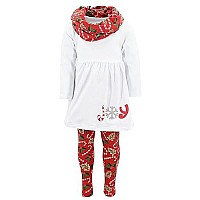 Unique Baby Girls Snowflake Joy Scarf Legging Set Christmas Outfit Clothes 7Y Red