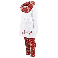 Unique Baby Girls Snowflake Joy Scarf Legging Set Christmas Outfit Clothes 7Y Red