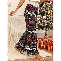 Ximage Soft Pajama Pants For Women Christmas Printed Drawstring Casual Palazzo Lounge Pants For All Seasons Xmas Reindeer Smal