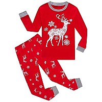 Family Feeling Little Boys Girls Holiday Christmas Reindeer Pjs Long Sleeves Pajamas Set Size 16