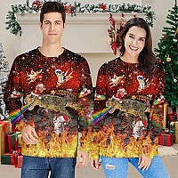 Raisevern Ugly Christmas Sweater For Men Women Funny Xmas Pizza Taco Cat Pig Sweatshirt Holiday Festive Long Sleeve Winter Rainb