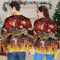 Raisevern Ugly Christmas Sweater For Men Women Funny Xmas Pizza Taco Cat Pig Sweatshirt Holiday Festive Long Sleeve Winter Rainb