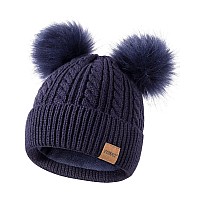 Beanies Women With Double Pom Pom Winter Hats For Women Cold Weather Warm Cable Knit Fleece Lined Cute Beanie Cap For Daily Us