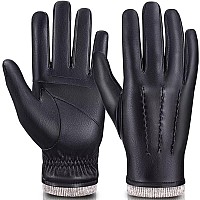 Magilink Mens Leather Gloves Touchscreen Texting Winter Gloves Men Cold Weather With Warm Thermal Wool Fleece Lined Driving Gl