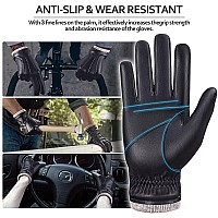 Magilink Mens Leather Gloves Touchscreen Texting Winter Gloves Men Cold Weather With Warm Thermal Wool Fleece Lined Driving Gl