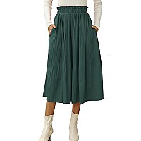 High Waisted Skirts Women Long Mid Flowy Family Christmas Xmas Party Outfit Maxi Skirt Solid Skirt Drak Green M