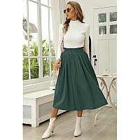 High Waisted Skirts Women Long Mid Flowy Family Christmas Xmas Party Outfit Maxi Skirt Solid Skirt Drak Green M