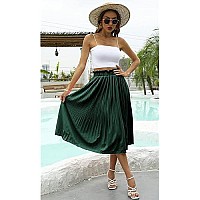 High Waisted Skirts Women Long Mid Flowy Family Christmas Xmas Party Outfit Maxi Skirt Solid Skirt Drak Green M