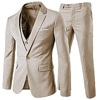 Cloudstyle Mens 3Piece Suit Notched Lapel One Button Slim Fit Formal Jacket Vest Pants Set