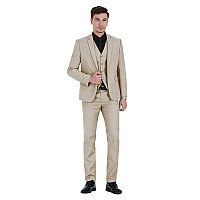 Cloudstyle Mens 3Piece Suit Notched Lapel One Button Slim Fit Formal Jacket Vest Pants Set