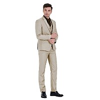 Cloudstyle Mens 3Piece Suit Notched Lapel One Button Slim Fit Formal Jacket Vest Pants Set