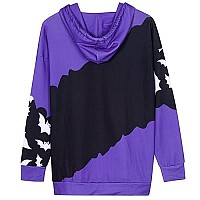 Fayaleq Halloween Sweatshirts For Women Halloween Graphic Long Sleeve Shirt Half Zipper Lapel Casual Pullover Top Purple