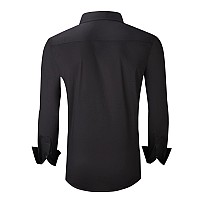 Alex Vando Mens Dress Shirts Regular Fit Long Sleeve Men Shirt Solid Black M