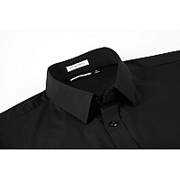 Alex Vando Mens Dress Shirts Regular Fit Long Sleeve Men Shirt Solid Black M