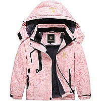 Keevoom Girls Waterproof Ski Jacket Fleece Snow Coat Windproof Warm Winter Snowboarding Jacket With Removable Hoodfy Pink 141