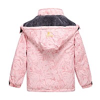 Keevoom Girls Waterproof Ski Jacket Fleece Snow Coat Windproof Warm Winter Snowboarding Jacket With Removable Hoodfy Pink 141